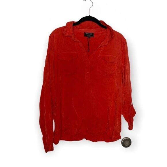 Edith Ella XL Orange Button Down Shirt Women’s Long Sleeve - Picture 2 of 5